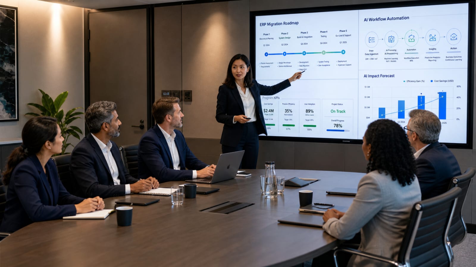 Équipe de consultants SI en session de travail — ALCALIN CONSULTING